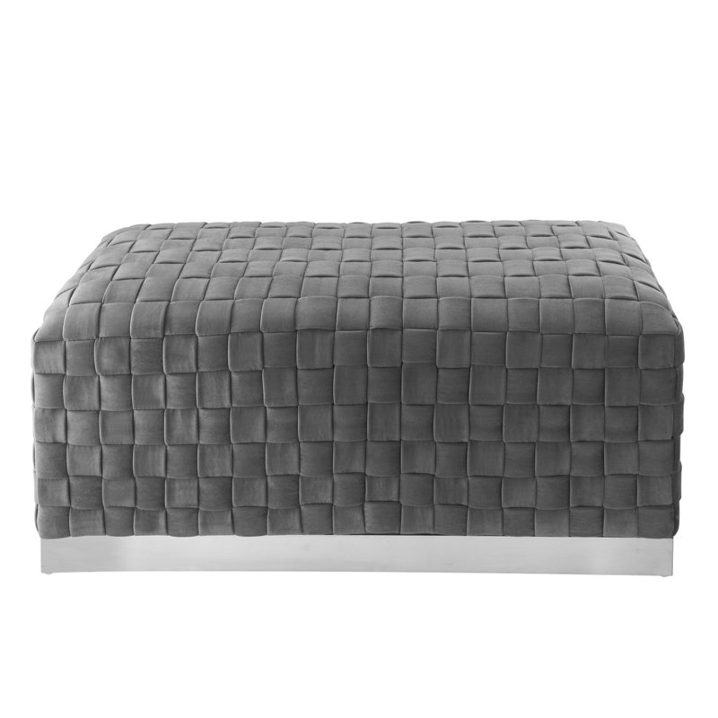 Tylani Velvet Upholstered Bench, Gray, Silver