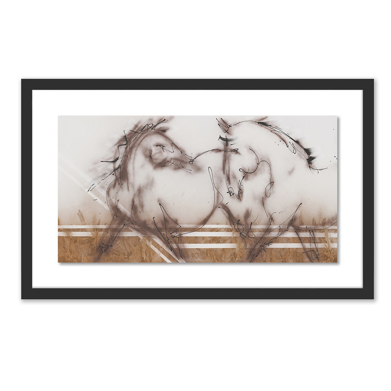 Two Horses Print by Donna Bernstein, Black, 35" H x 60" W x 2.5" D