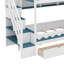 Lit superposé simple au-dessus de simple avec tiroirs et tablettes de rangement, lit superposé en bois avec escalier de rangement et DEL-674281220