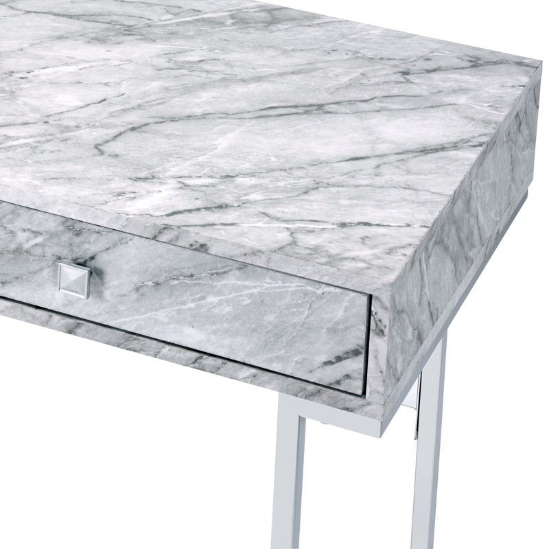 Bureau d'écriture avec plateau et finition en faux marbre blanc