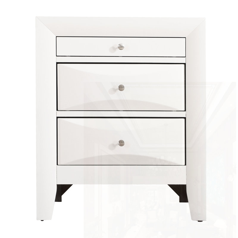 Table de chevet élégante, Blanc / Blanc