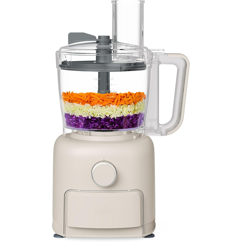 Bella CHOP 10 Cup Food Processor with Built-In Storage, Oatmilk, Ardoise