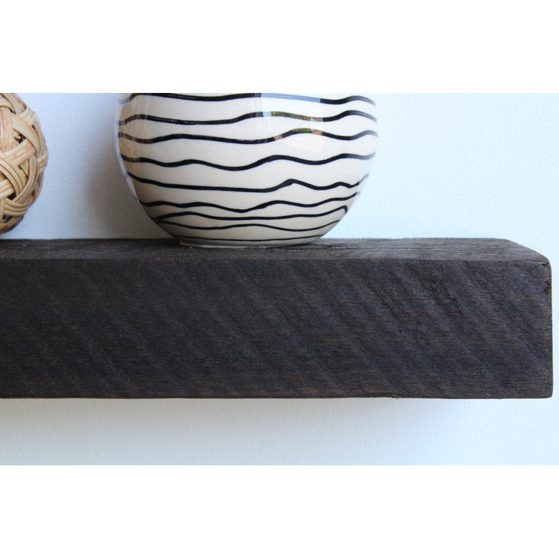 Joao 2 Piece Solid Wood Floating Shelf, 2" H x 36" W x 4.5" D, Coffee Bean