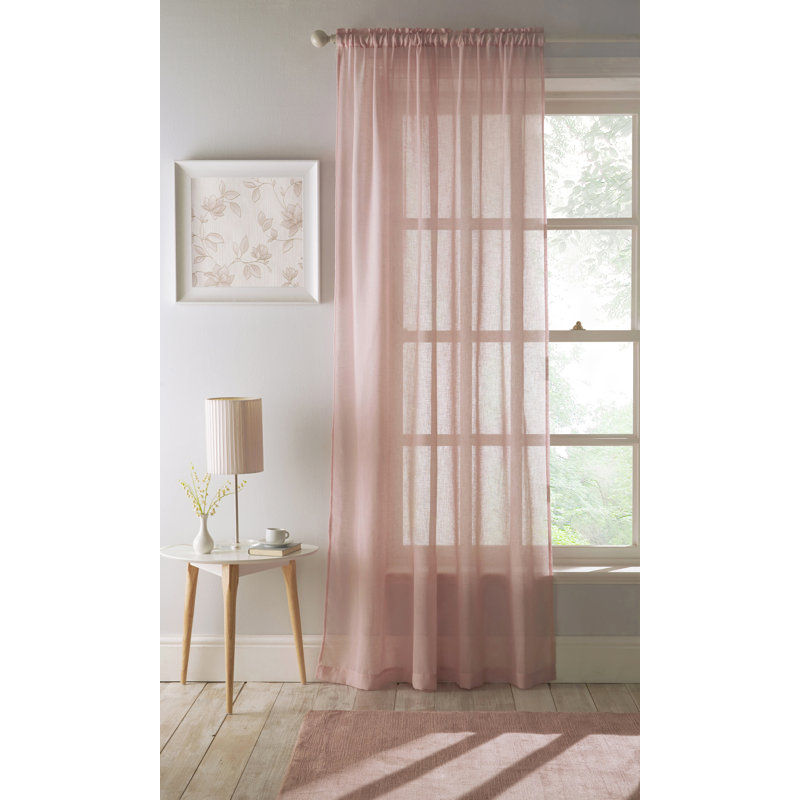 Cartell Semi Sheer Curtain Single Panel, 140 W x 122 D cm, Blush