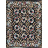 Hand-Knotted High-Quality Brown and Blue Area Rug