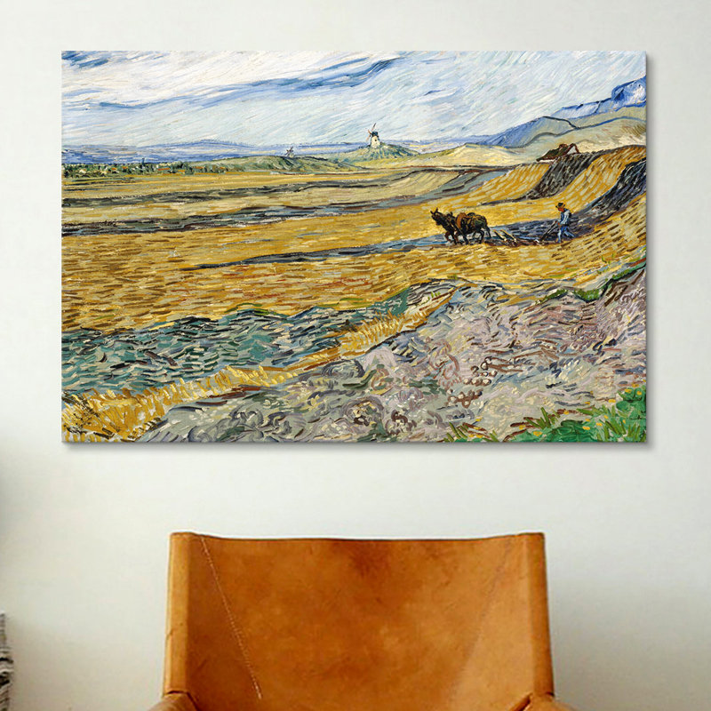 « champ clos avec labour » par vincent van gogh, reproduction d’art sur toile, H 26 po x l 40 po x P 0,75 po