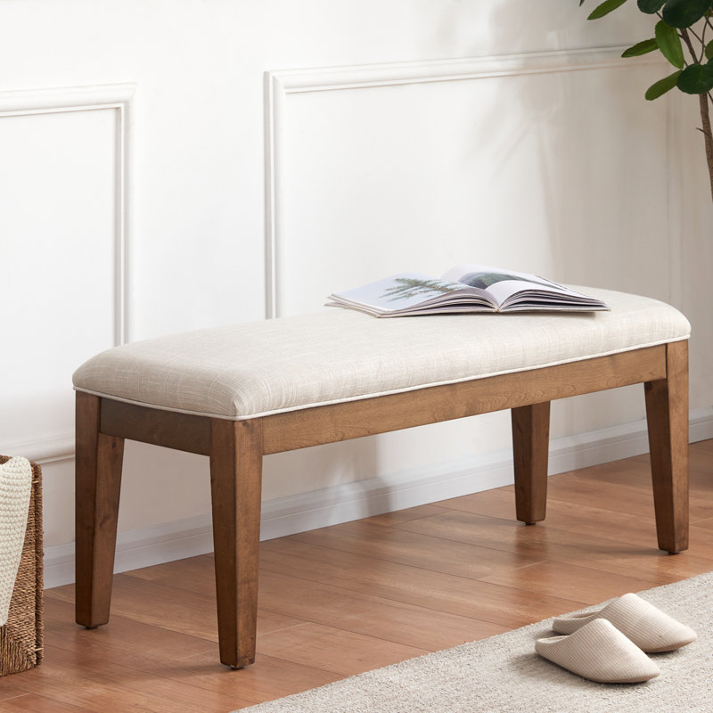 Polyester Upholstered Bench, Beige
