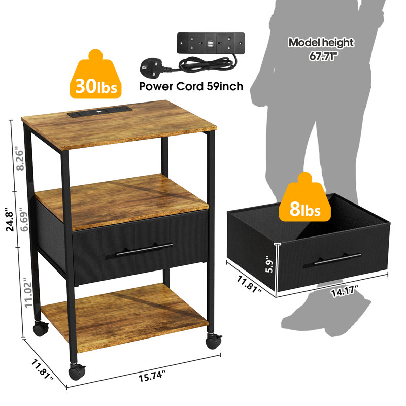 40cm W Bedside Table