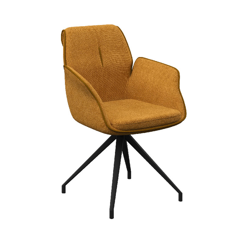 Armonia Fabric Swivel Dining ArmChair, Mustard