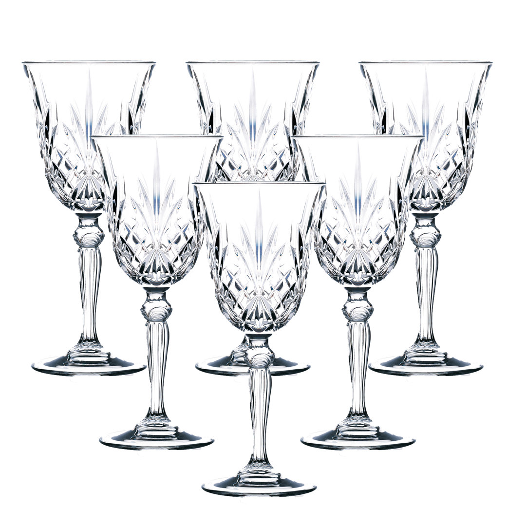 Melodia 7.5oz. Crystal Wine Glass Set (Set of 6) Lorren Home Trends