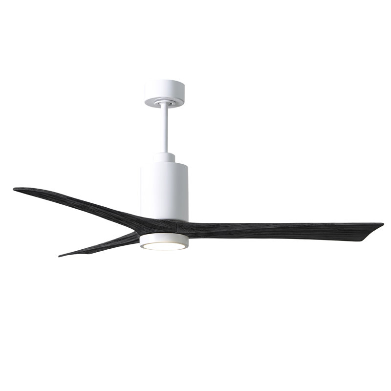 Patricia LED Downrod Ceiling Fan, Gloss White, 60", Matte Black