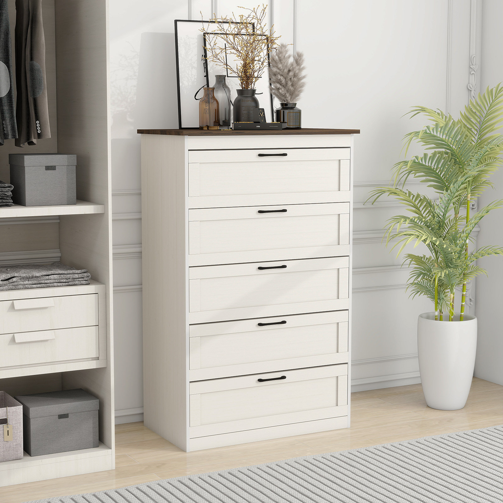 Winston Porter Farmhouse 5 Drawers Dressers For Bedroom | Wayfair