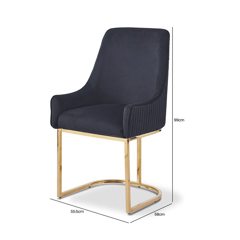 Aeriell 53.5cm H Velvet Upholstered Armchair, Black, Gold