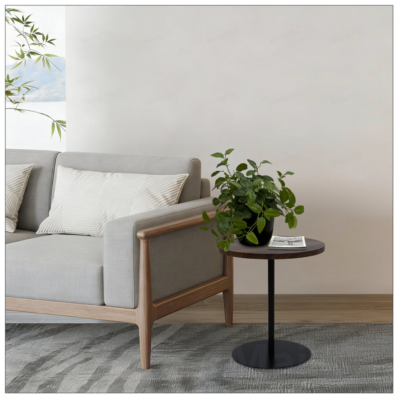Ensemble de 2 petites cercles concentriques en bois de table d'appoint ronde pour un style de vie moderne et peu encombrant
