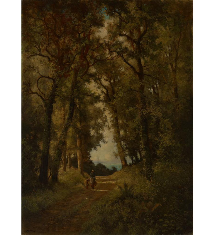"Scène dans le Devonshire" par Robert Crannell, peinture sur toile tendue avec châssis, H 40 po x l 28 po