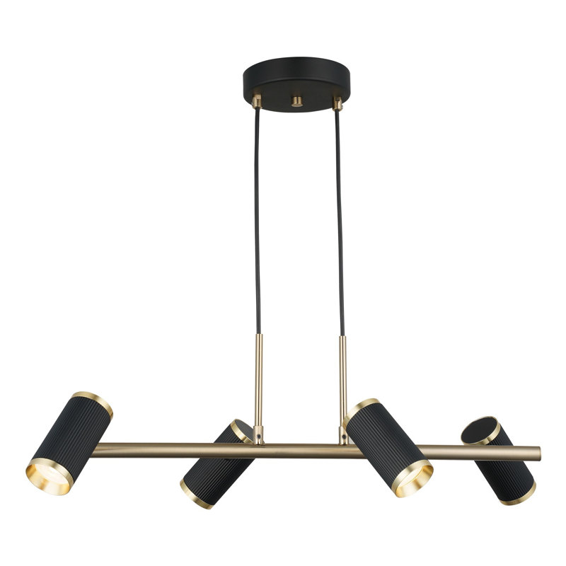 Élégant lustre noir et laque antique, hauteur réglable 19,7 - 40,2 pouces | Corps en métal, capuchon de diamètre de 2,2 po x 4,3 po | 4 ampoules GU10 de 7 W maximum incluses | Luminaire moderne pour le décor du salon et de la salle à manger