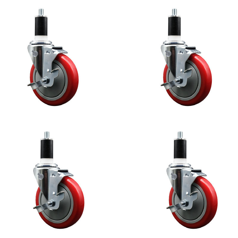 Ensemble de roulettes extensibles en poly pivotant de 1 3/8 po avec frein SCC