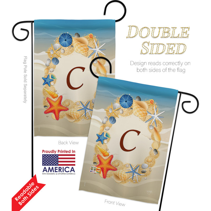 Drapeau de jardin en polyester 13 po x 18,5 po summer v initial, C