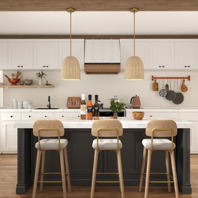 Luminaire suspendu simple à intensité variable avec abat-jour en rotin 1 lumière Derrytown