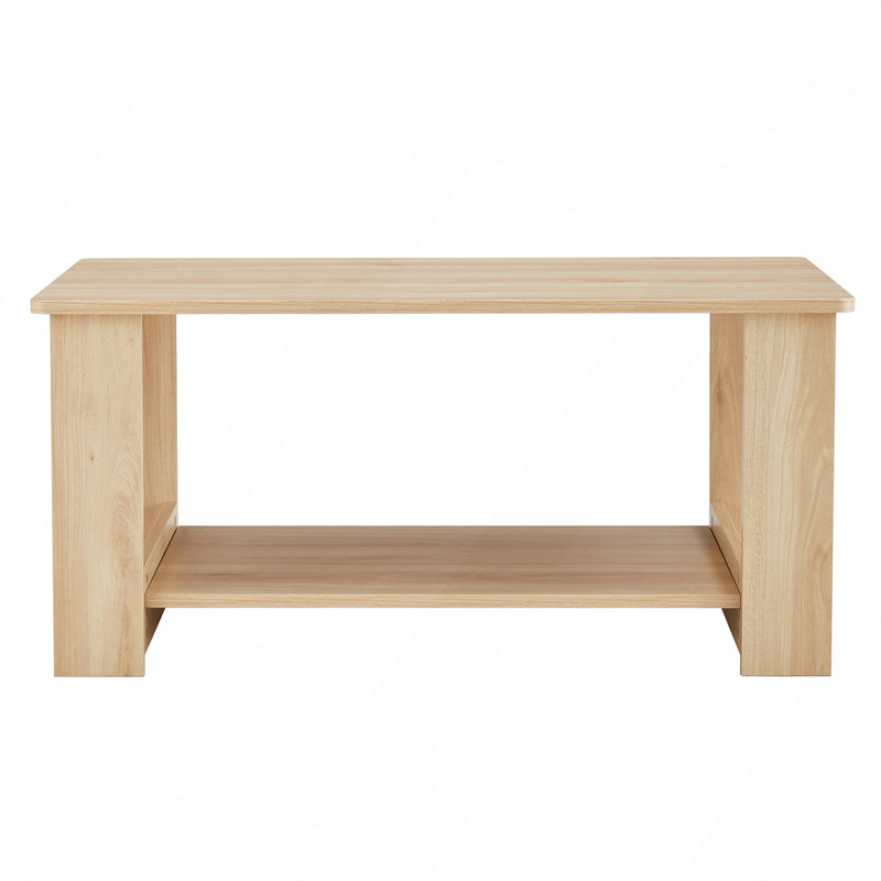 Bonni Rectangular Coffee Table with Storage Shelf, 16.5" H x 43.3" L x 21.6" W, Natural Wood