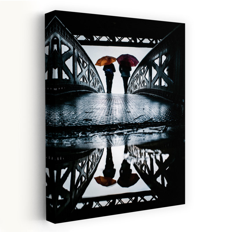 Parapluies, art mural abstrait contemporain, H 24 po x l 16 po