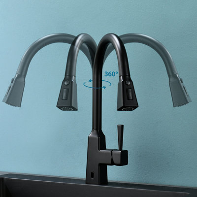 Robinet de cuisine Hands Smart - Détecteur de mouvement en laiton et céramique à effleurement sans contact à effleurement noir activé par le toucher pour des tâches pratiques et hygiéniques