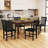 Rustic Dining Chairs Set of 4 with Slat Tilt Backrest, Wide Seat, Rubber Wood Legs Black-657615223-657615221
