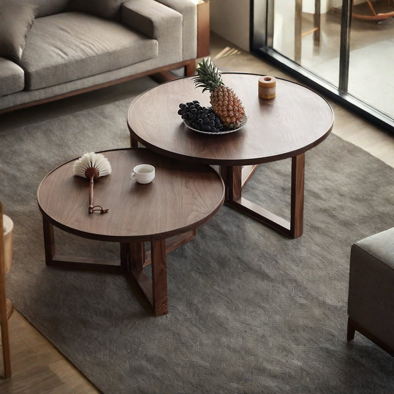 Small round end table combination, Dark Walnut