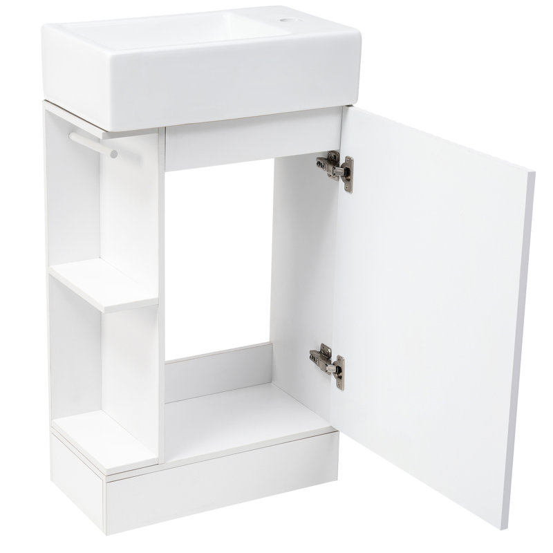 Meuble-lavabo de 18,6 po avec lavabo, armoire, tablette en céramique et porte-papier hygiénique, lavabo à installation à gauche ou à droite