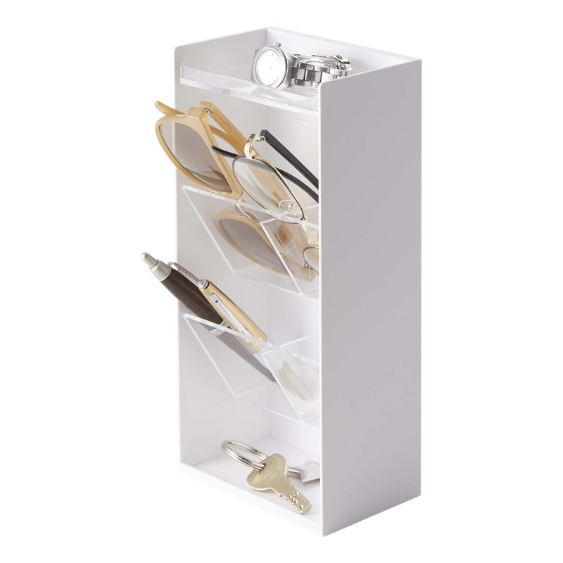 White Adjustable Tier Accessory Organizer with Clear Trays