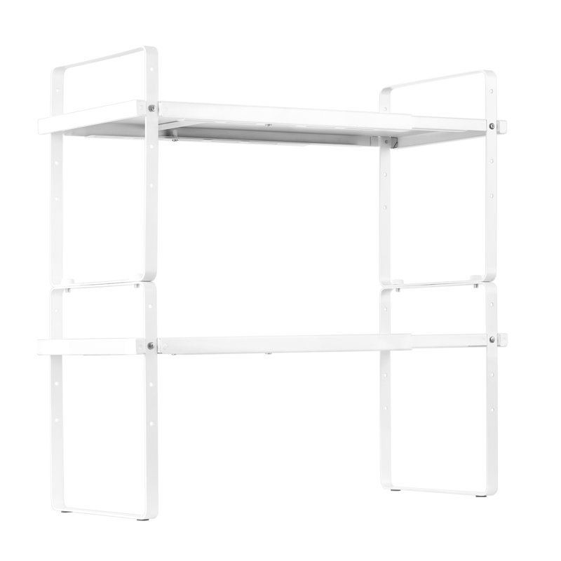Tablette de comptoir réglable en acier à 2 niveaux pour le rangement dans la cuisine, largeur extensible, rangement pour épices et assiettes empilables