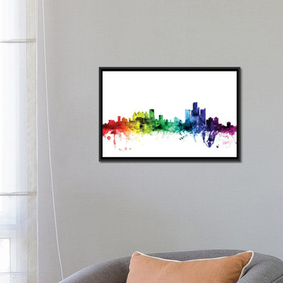 Rainbow Skyline Series: Detroit, Michigan, États-Unis, impression sur toile tendue
