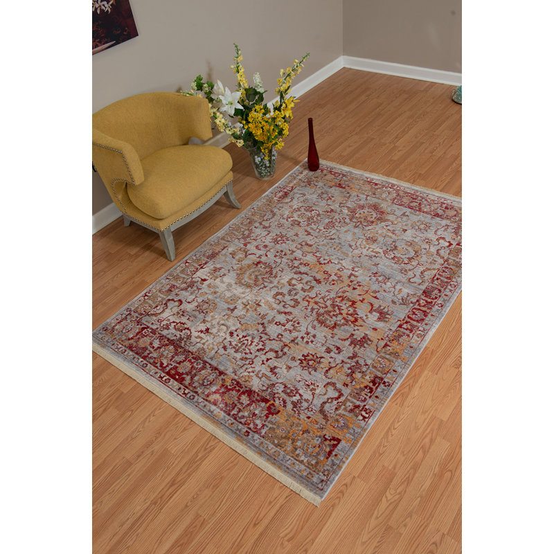 Tapis grenat de style oriental Efaz, Rectangle 5 pi x 7 pi