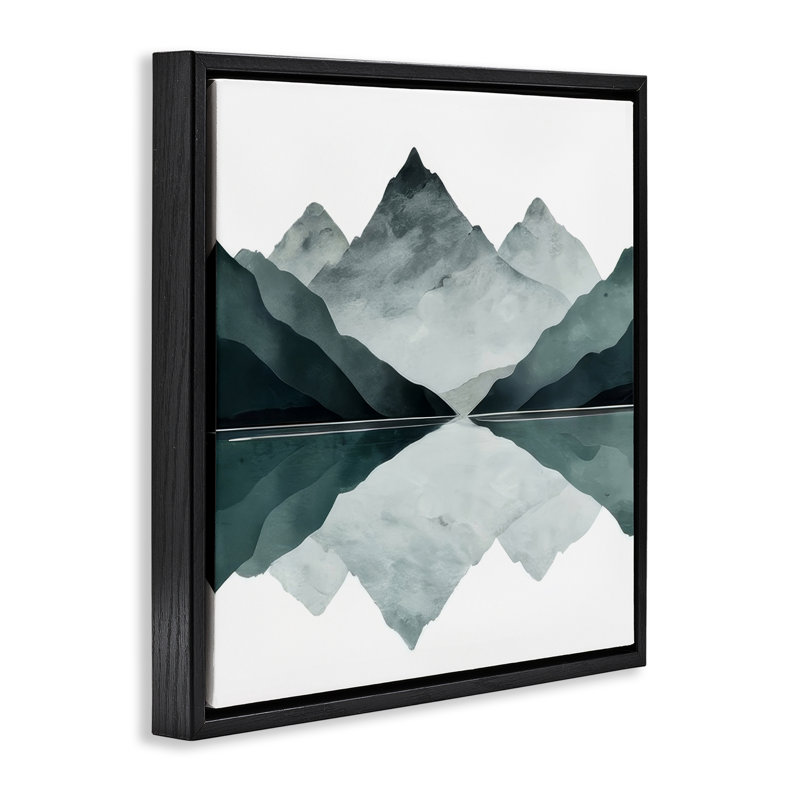 «Earth & Water Landscape», art mural encadré flottant par Denise Dundon, H 18 po x l 18 po, Cadre flottant noir de jais