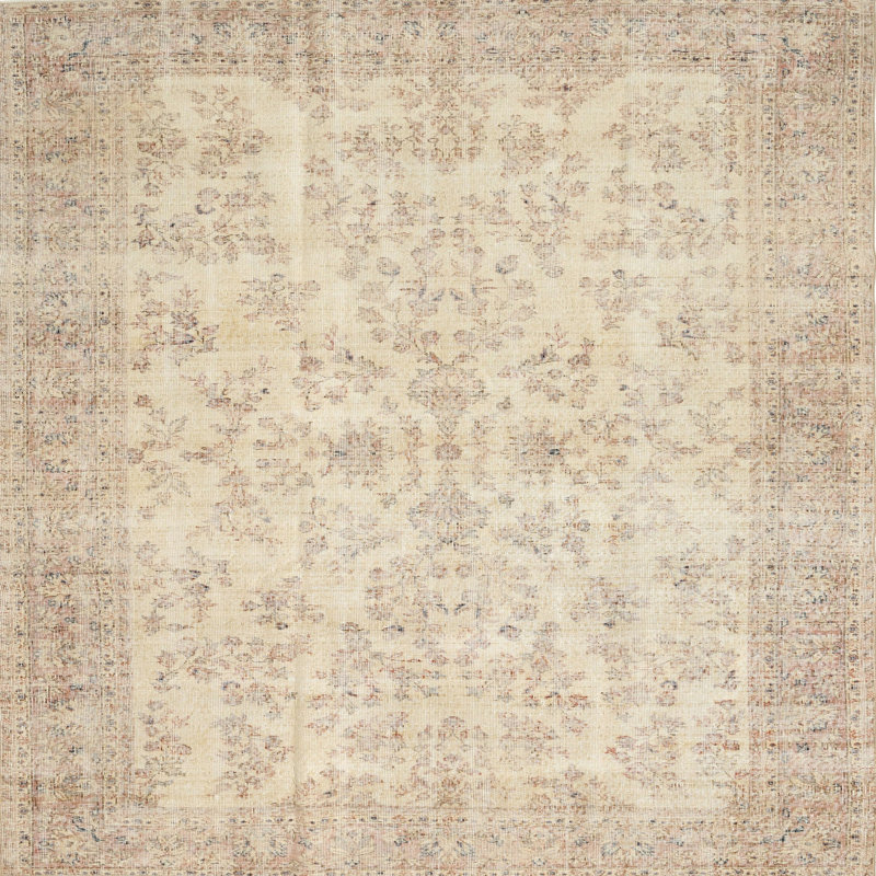 Tapis contemporain gris / crème, Carré 8 pi x 8 pi