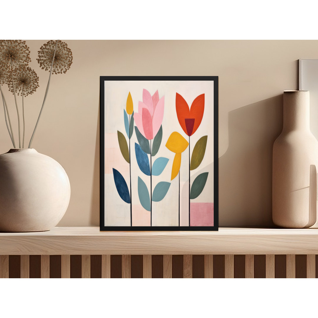 Abstract Floral Composition Wall Art for Living Room Framed Poster