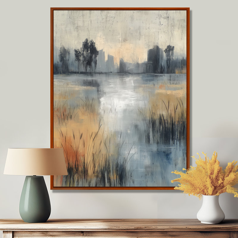 «Golden Path In The France Countryside», art mural sur toile, abstrait gris, H 20 po x l 12 po, Cadre flottant, Brun