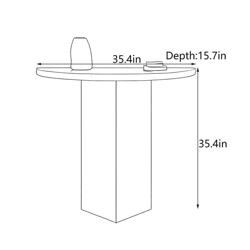 Table d'entrée en bois massif Wabi-Sabi, H 35,4 po x l 35,4 po x P 15,7 po, Brun noisette