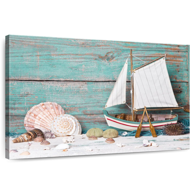 Sailboat and seashells Aletra, H 34 po x l 51 po