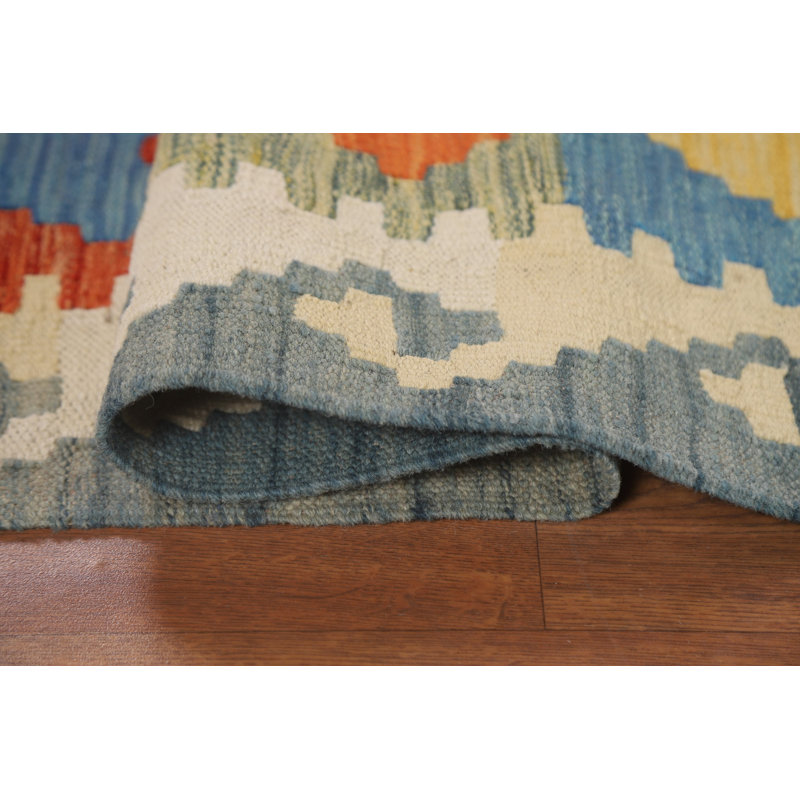 Tapis réversible en laine coloré 5 x 6 Kilim