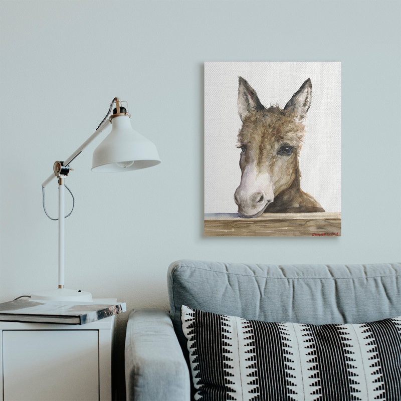 Bébé âne, adorable animal de ferme, Toile tendue, H 30 po x l 24 po
