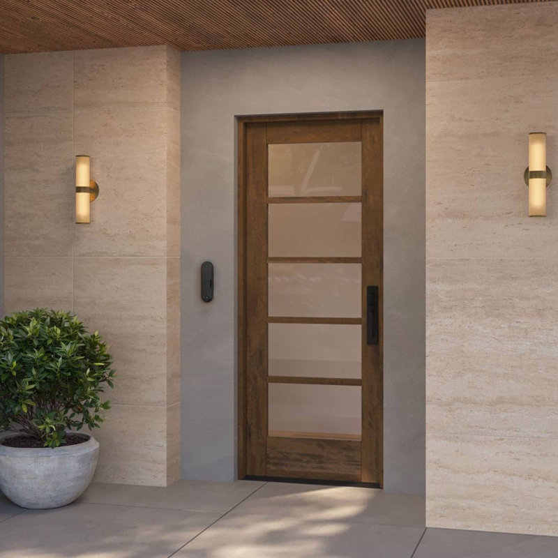 Porte simple, extérieur pré-monté RTA, SDL 5 Lite, bois d'acajou brut, Porte de 33,75 po x 82 po [32 po]