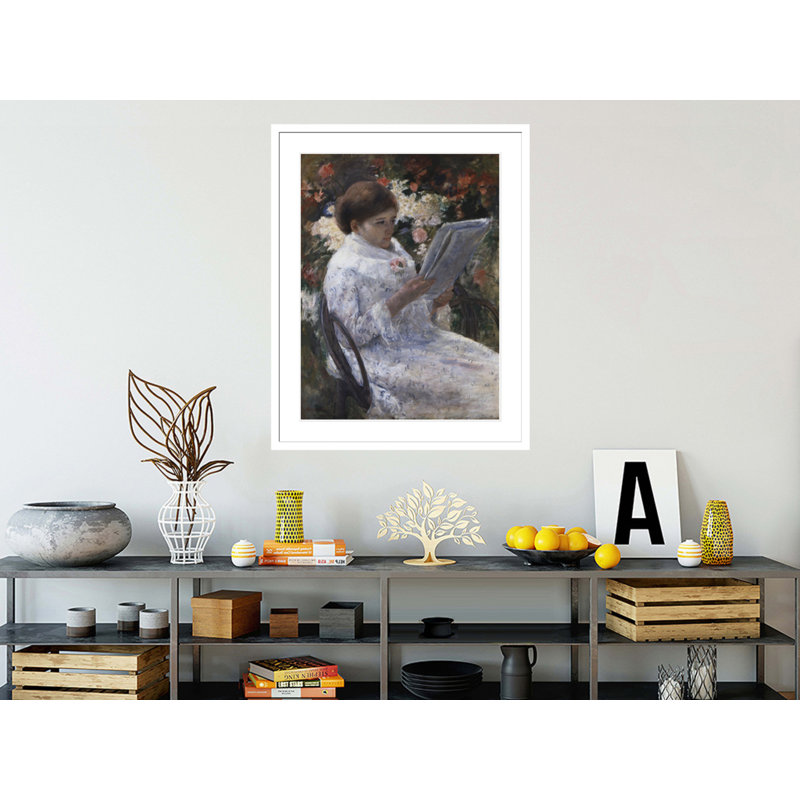 «Femme lisant dans un jardin» par Mary Cassatt, impression giclée encadrée, H 41,5 po x l 32,91 po