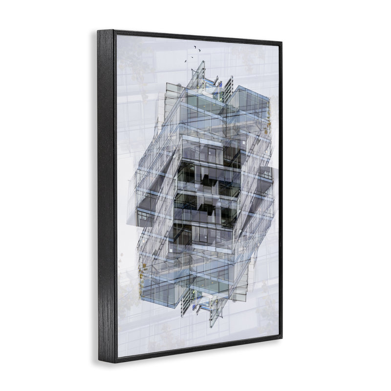Giclée encadrée de superpositions de bâtiments superposées, conception de Robin Vandenabeele, Giclée encadrée noir minuit