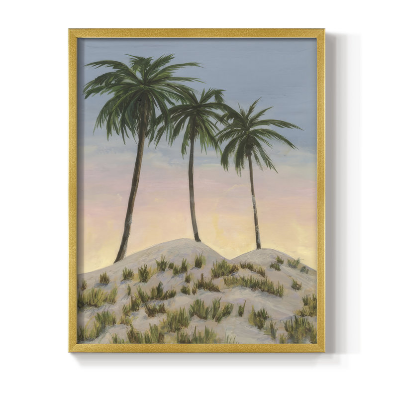 Sunrise Palms II, reproduction encadrée - bois massif, H 30 po x l 24 po, Doré