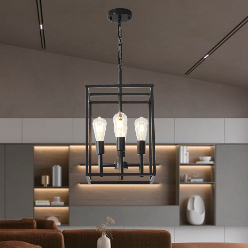 Luminaire suspendu rectangulaire à 4 lumières Rooshi