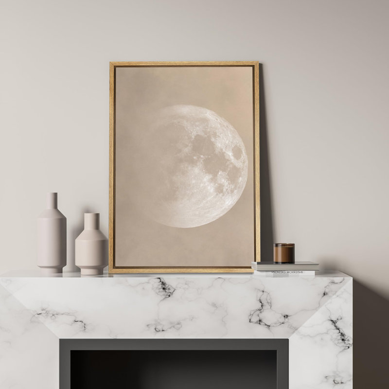 «Lunar Moon Minimalist Full Moon Phase» sur, H 24 po x l 16 po, Naturel