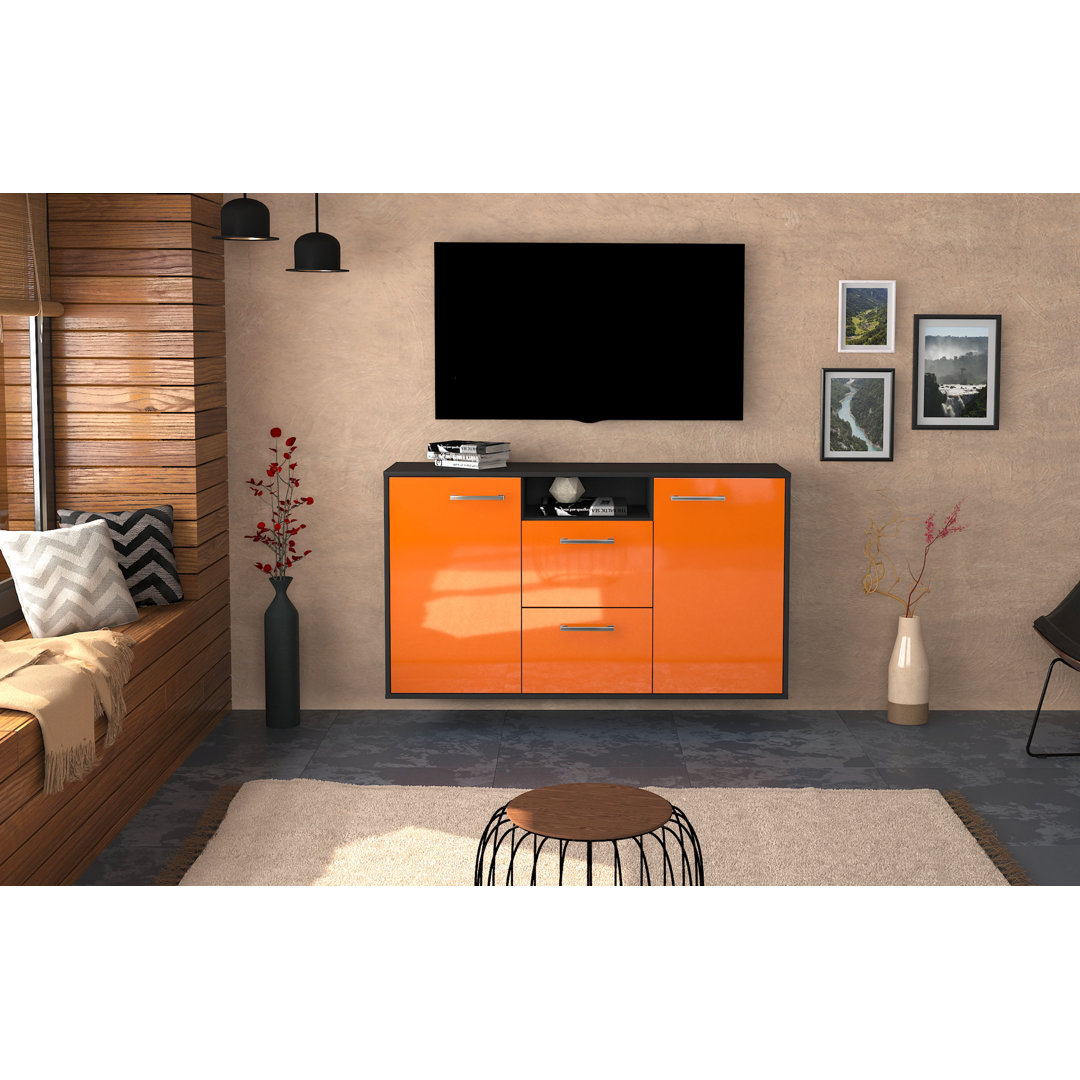 Sideboard Dayton, Farbe: Treibholz/Weiss, Fliegend/Metallgriffe, Größe: 136x79x35cm