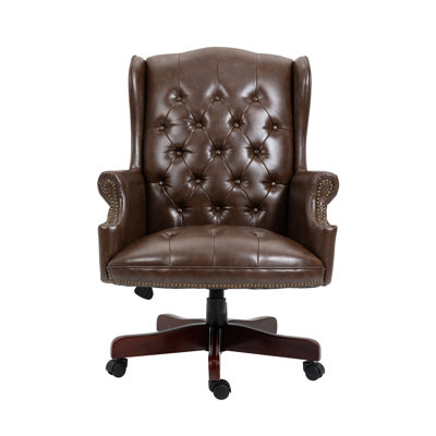 45" H Ergonomic Design Executive Office Chair PU Leather Comfortable Desk Chair