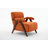  Mid Century Modern Accent Chair – Solid Wood Frame, Tufted Orange Polyester Upholstery with Thick Cushion